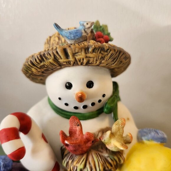 Snowman Family Ceramic Tealight Candle Holder Figurine Retired Snowbell PartyLit - Picture 3 of 12